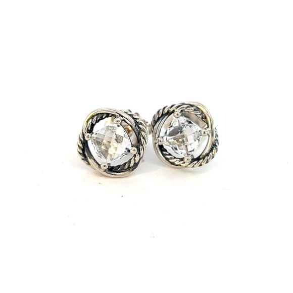 David Yurman Jewelry - David Yurman Authentic Estate White Topaz Infinity Earrings Silver DY427